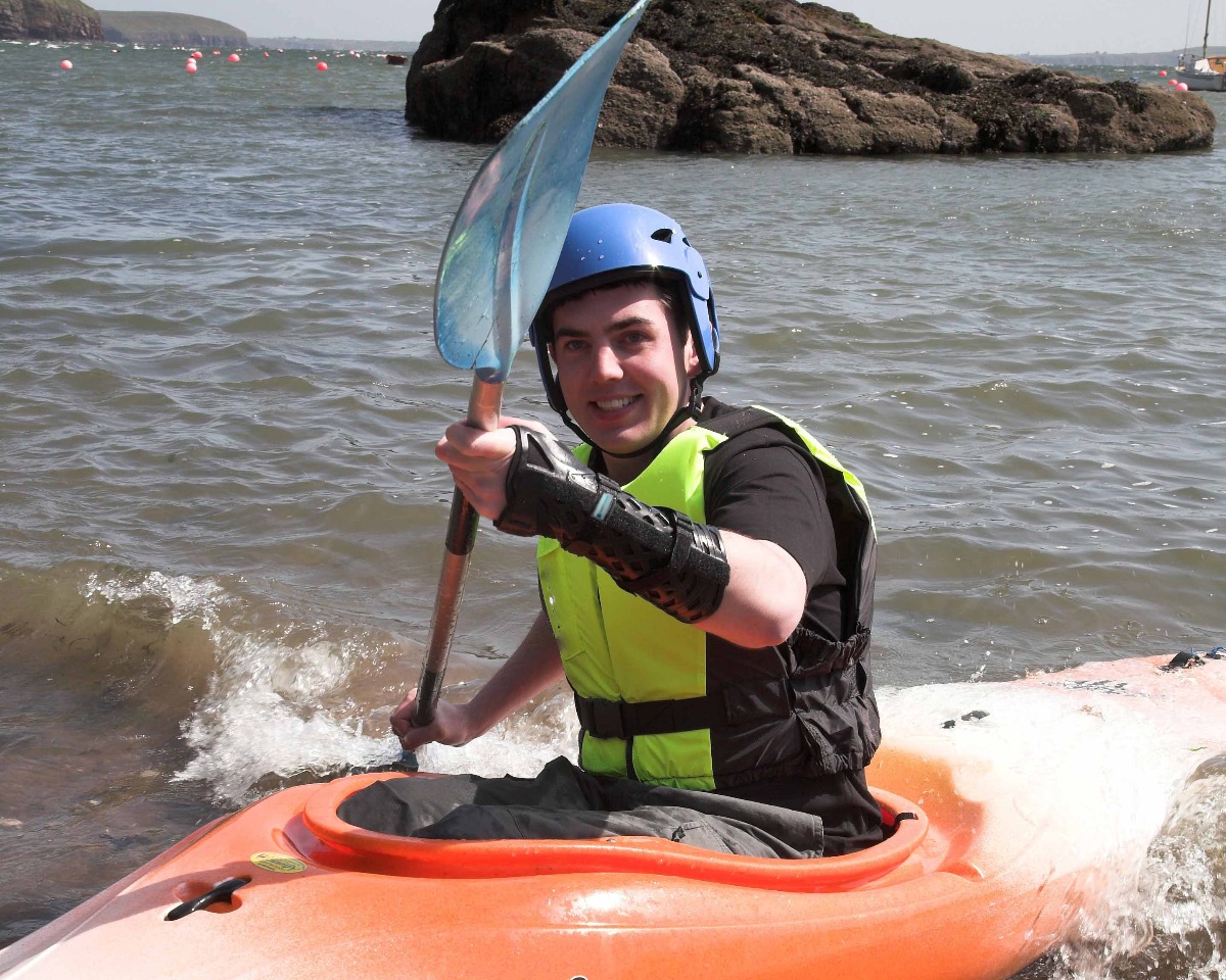 Stephen wearing fastform while kayaking