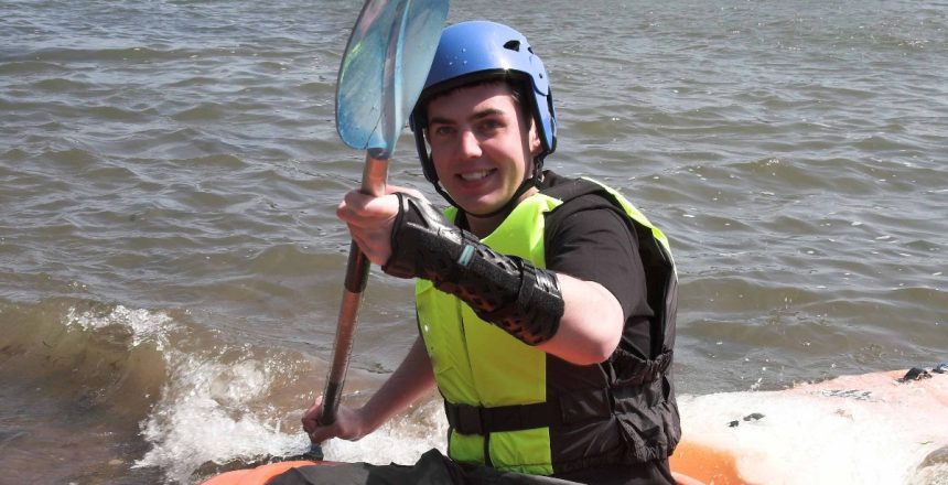 Stephen wearing fastform while kayaking